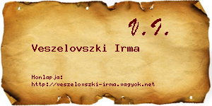 Veszelovszki Irma névjegykártya